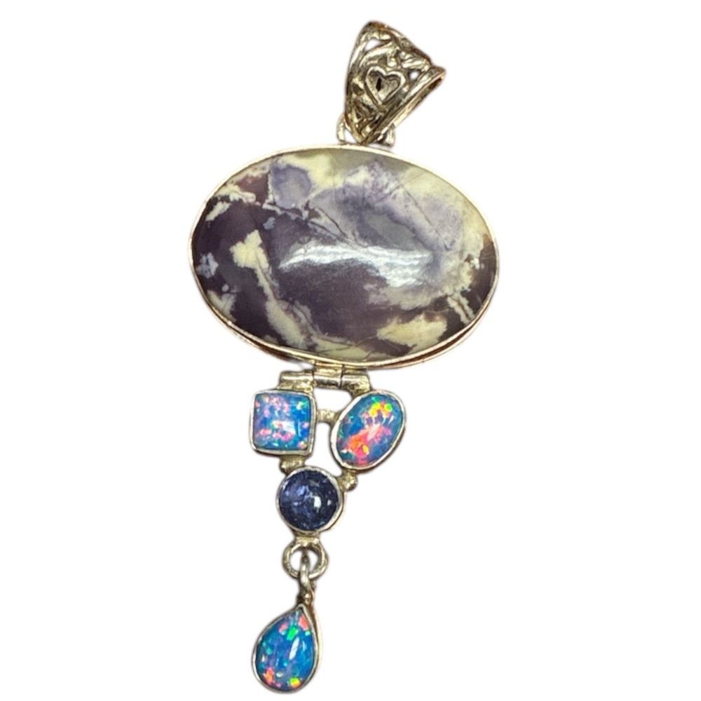 Tiffany Stone & Opal Sterling Silver Necklace Pendant